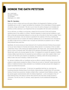 Honor the Oath petition letter